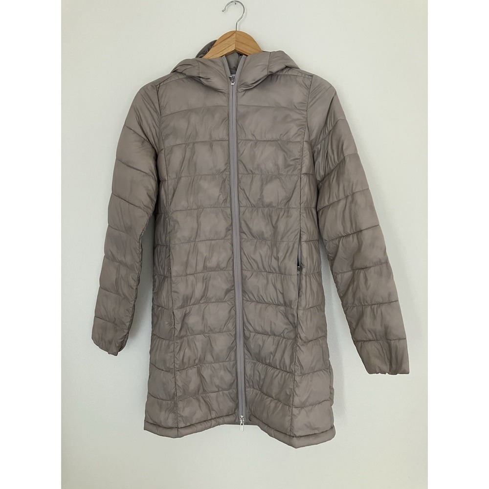 Athleta Puffer Long Lightweight Jacket Size XXS In Beige
